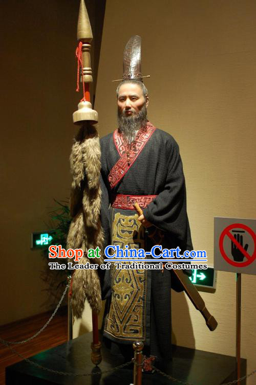 Chinese Han Dynasty Prime Minster Costumes Dresses Clothing Clothes Garment Outfits Suits Complete Set for Men