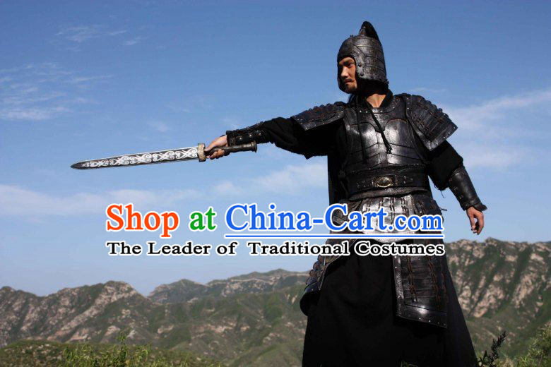 Chinese Qin Dynasty General Duke Shi Neiteng Armor Costumes Dresses Clothing Clothes Garment Outfits Suits Complete Set for Men