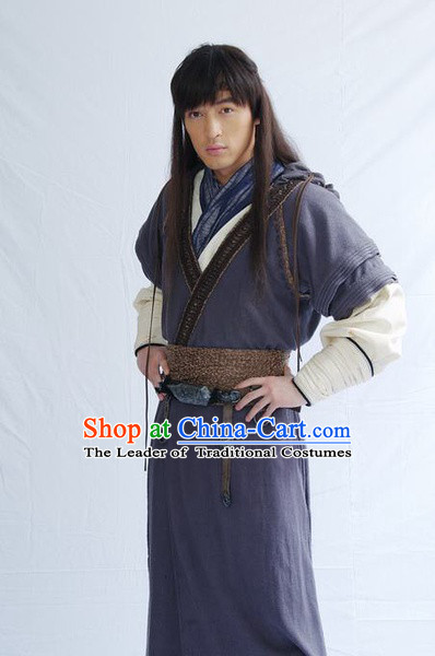Chinese Qin Dynasty Knight Swordsman Superhero Costumes General Costume Dresses Clothing Clothes Garment Outfits Suits Complete Set for Men