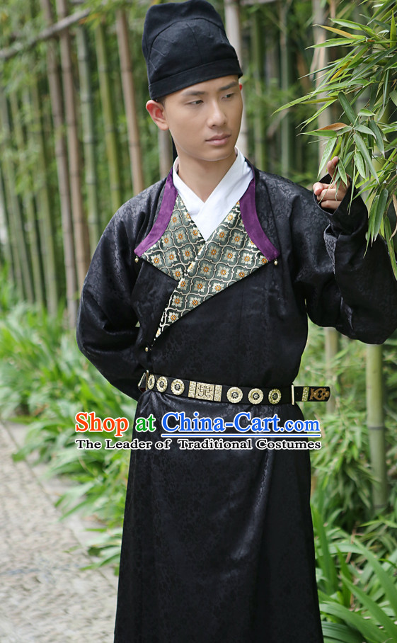 Tang Dynasty Ancient Chinese Men Clothing and Hat Complete Set