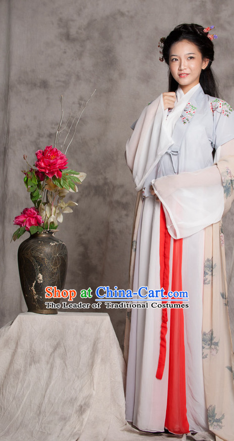 Chinese Ancient Female Hanfu Outfits and Hair Accessories Complete Set