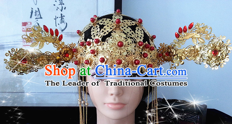 Chinese Ancient Style Imperial Princess Wigs and Hair Jewelry Accessories Hairpins Headwear Headdress Hair Fascinators for Women
