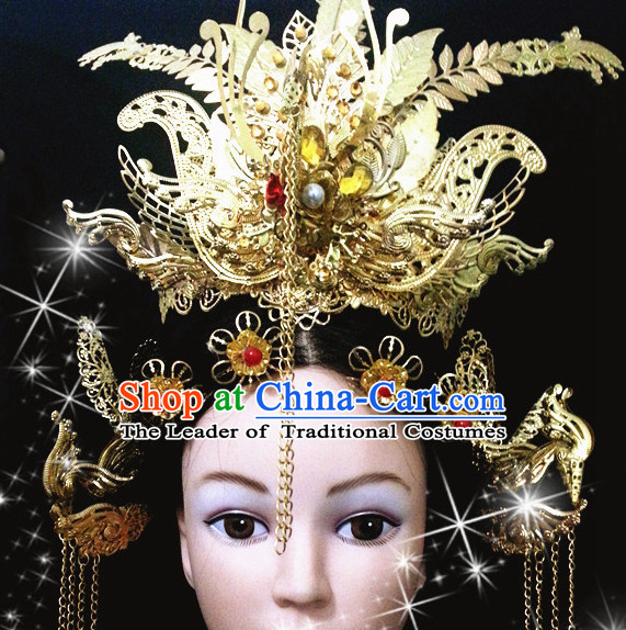 Chinese Ancient Style Imperial Queen Empress Phoenix Hair Jewelry Accessories Hairpins Headwear Headdress Hair Fascinators for Women