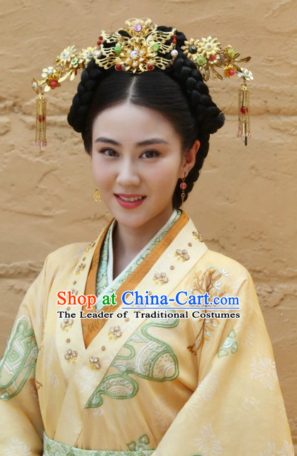 Chinese Ancient Style Princess Wedding Hair Jewelry Accessories Hairpins Headwear Headdress Hair Fascinators for Women