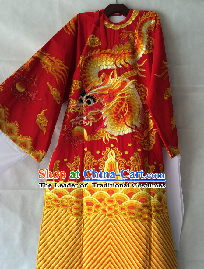 Chinese Opera Embroidered Dragon Robe Costume Traditions Culture Dress Masquerade Costumes Kimono Chinese Beijing Clothing for Men