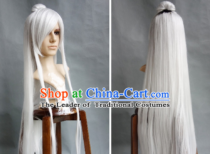 White Chinese Swordsman Long Wigs