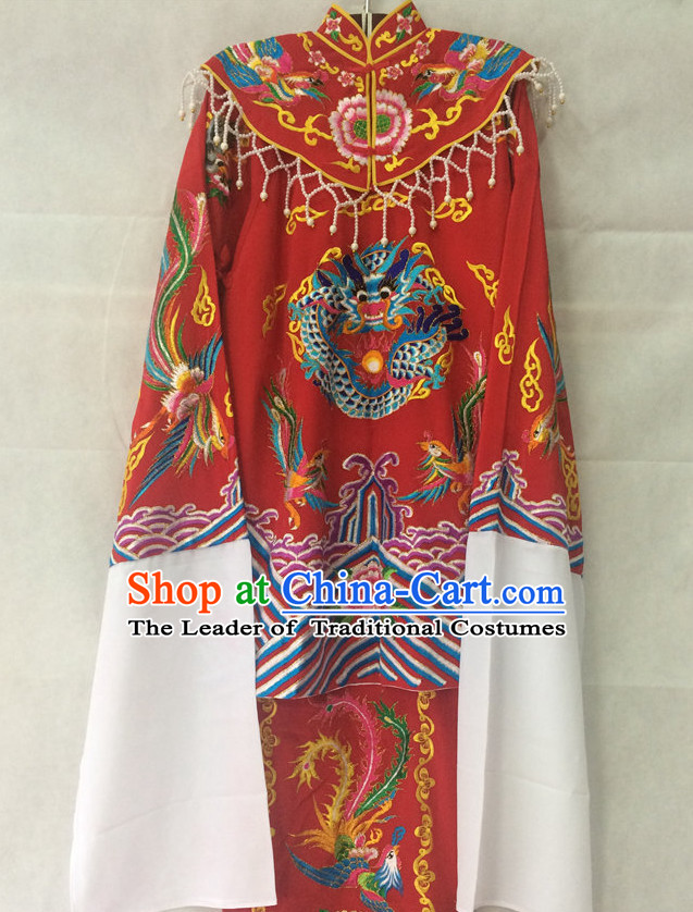 Chinese Opera Brides Phoenix Embroidered Wedding Costumes Complete Set