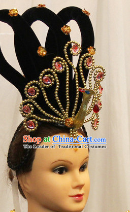 Chinese Classical Dance Apparel Wigs Hair Jewelry Ethnic Classic Dancing Asian Fashion Wholesale Stage Performance Headdress Folk Decorations