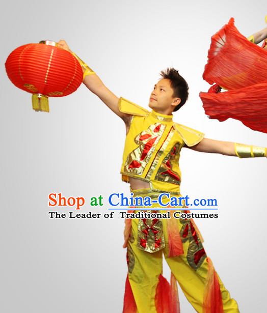 Chinese Folk Red Lantern Dance Costumes and Lantern Props for Men