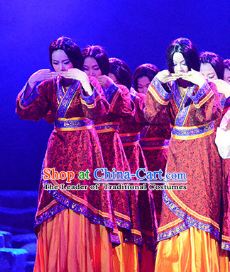 Chinese Folk Han Dynasty Classic Dance Costumes Complete Set for Women