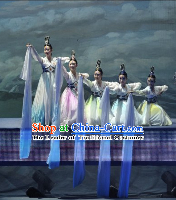 Long Water Sleeve South Korean North Korea Chaoxian Ethnic Minority Dance Costumes Complete Set for Women