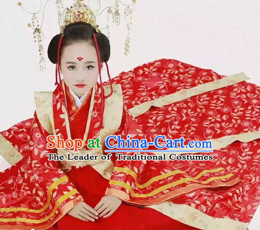 Tang Dynasty Chinese Empress Costume Ancient China Ethnic Costumes Han Fu Dress Wear Outfits Suits Clothing for Kids
