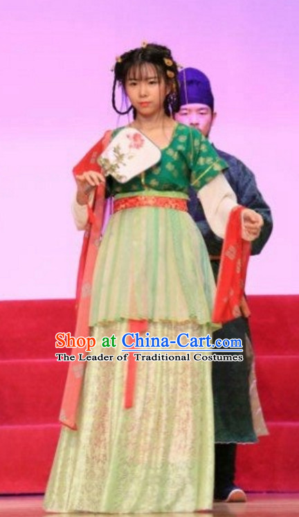 Chinese Tang Dynasty Clothes Clothing Costumes and Hair Accessories Complete Set for Women