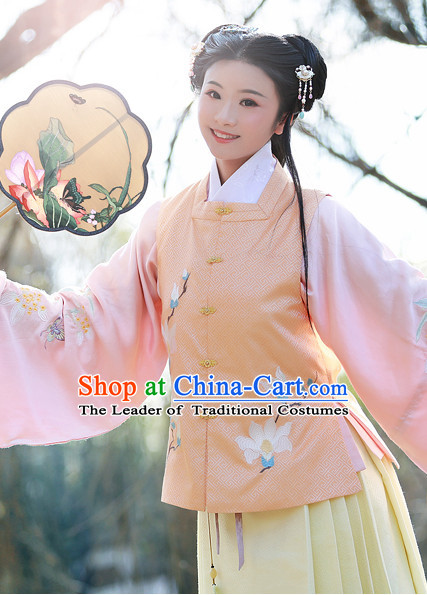 Ming Dynasty Clothing Chinese Classic Costume Ancient China Costumes Han Fu Dress Wear Garment Outfits Suits Clothing and Hair Accessories Complete Set for Women