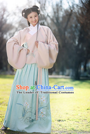 Ming Dynasty Clothing Chinese Classical Costume Ancient China Costumes Han Fu Dress Wear Garment Outfits Suits Clothing and Hair Accessories Complete Set for Women