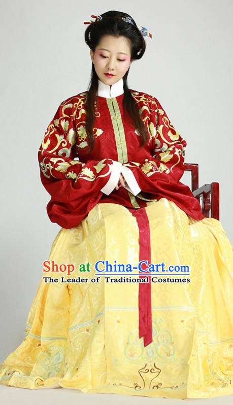 Ming Dynasty Clothing Chinese Classical Costume Ancient China Costumes Han Fu Dress Wear Garment Outfits Suits Clothing and Hair Accessories Complete Set for Women