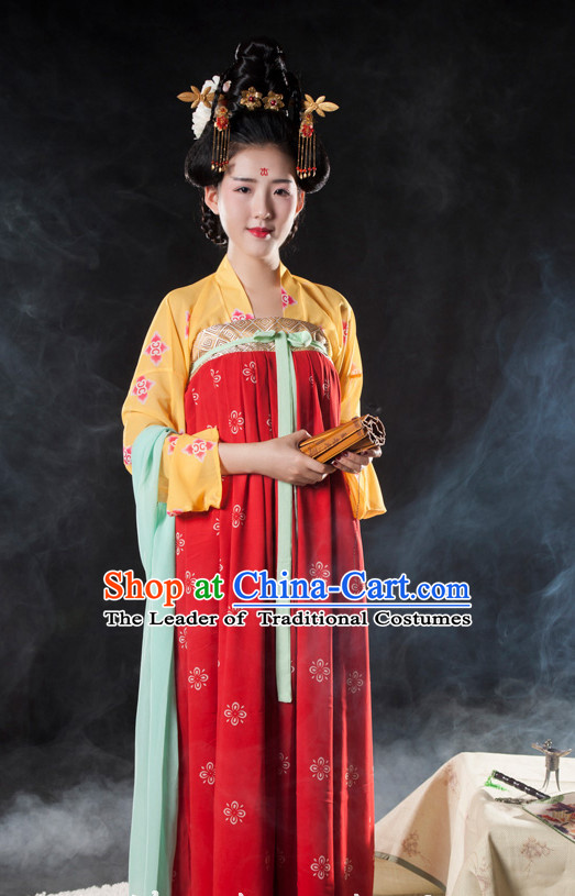 Asian Fashion Chinese Ancient Tang Dynasty Lady Clothes Costume China online Shopping Traditional Costumes Dress Wholesale Culture Clothing and Hair Accessories for Women