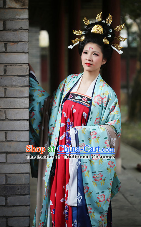 Asian Fashion Chinese Ancient Tang Dynasty Lady Clothes Costume China online Shopping Traditional Costumes Dress Wholesale Culture Clothing and Hair Accessories for Women