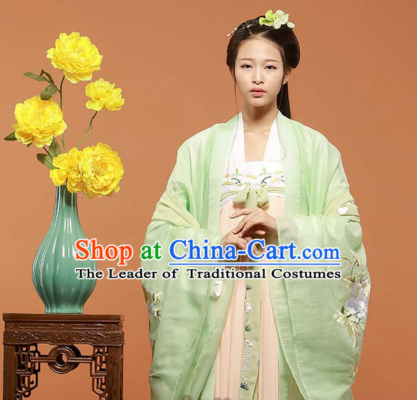 Asian Fashion Chinese Ancient Han Dynasty Embroidered Cranes Clothes Costume China online Shopping Traditional Costumes Dress Wholesale Culture Clothing and Hair Accessories for Women