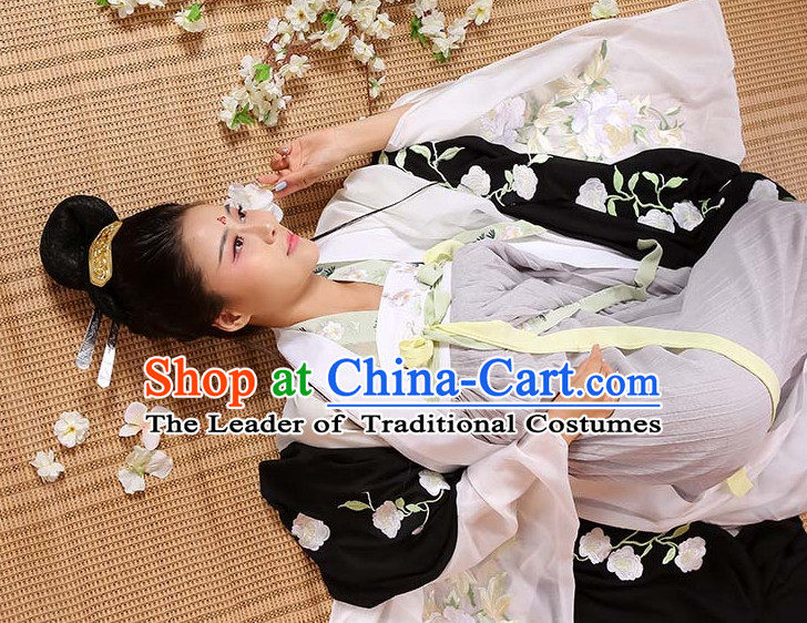 Asian Fashion Chinese Ancient Tang Dynasty Embroidered Cranes Clothes Costume China online Shopping Traditional Costumes Dress Wholesale Culture Clothing and Hair Accessories for Women