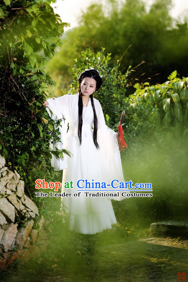 Chinese White Kung Fu Girl Costume Clothes