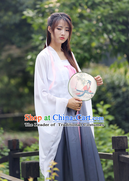 Tang Dynasty White Grey Dance Costumes for Girls