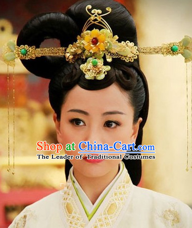 Ancient Chinese Style Black Long Wigs and Hair Accessories Set