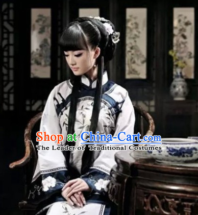 Traditional Minguo Time Noblewoman Costumes and Hair Jewelry Complete Set