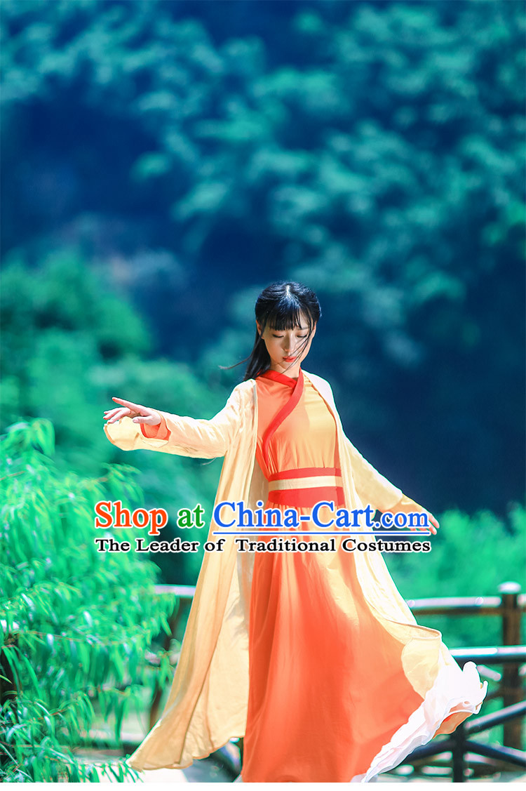 Traditional Chinese Hanfu Dress Costumes and Hair Jewelry Complete Set