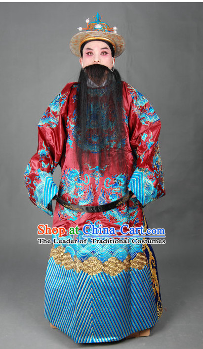 Chinese Opera Costumes Beijing Opera Costume Peking Stage Chancellor Prime Minster Dress Dragon Robe Complete Set