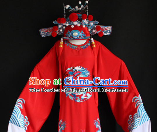 Chinese Costumes Chinese Opera Bridegroom Wedding Dress Costume and Hat Complete Set