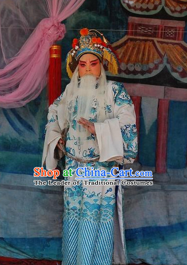 Chinese Opera Costumes Beijing Opera Costume Peking Stage Prime Minster Dress Dragon Robe Complete Set for Men