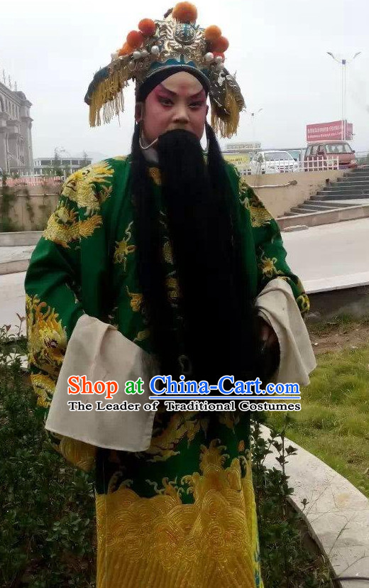 Chinese Opera Costumes Beijing Opera Costume Peking Stage Prime Minster Dress Dragon Robe Complete Set for Men