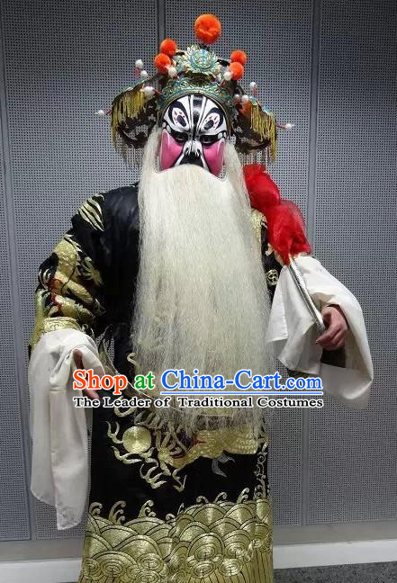 Chinese Opera Costumes Beijing Opera Costume Peking Stage Prime Minster Dress Dragon Robe Complete Set for Men