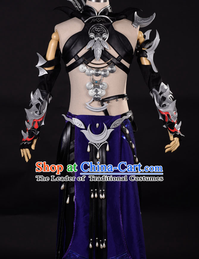 Ancient Chinese Knight Fighter Cosplay Costumes Complete Set for Men