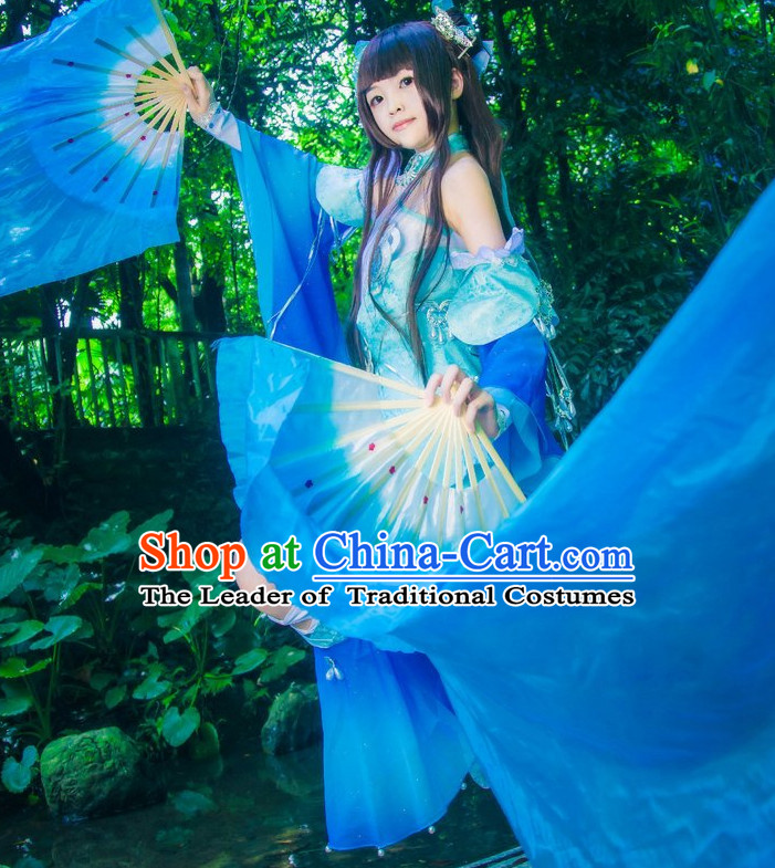 Ancient Chinese Knight Princess Cosplay Costumes and Hair Accessories Complete Set for Women