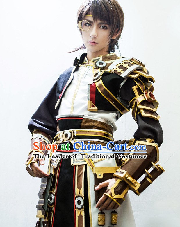 Ancient Chinese Prince Cosplay Costumes and Hair Accessories Complete Set for Men