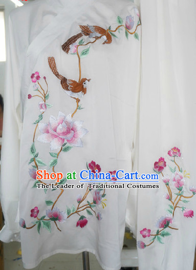 Top Embroidered Bird and Flower Tai Chi Chuan Uniform Taekwondo Karate Outfit Aikido Wing Chun Kungfu Wing Tsun Boys Martial Arts Supplies Clothing