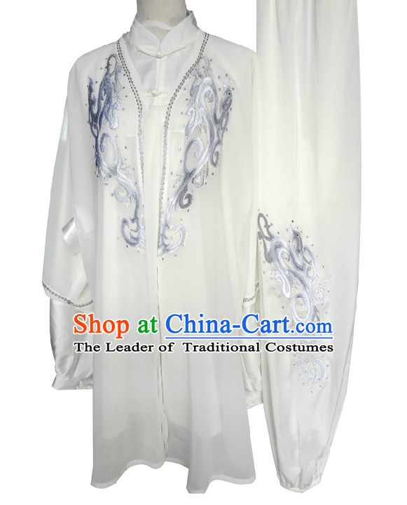 Top Short Sleeves Embroidered Tai Chi Wing Chun Uniform Martial Arts Supplies Supply Karate Gear Martial Arts Uniforms Clothing for Men or Women