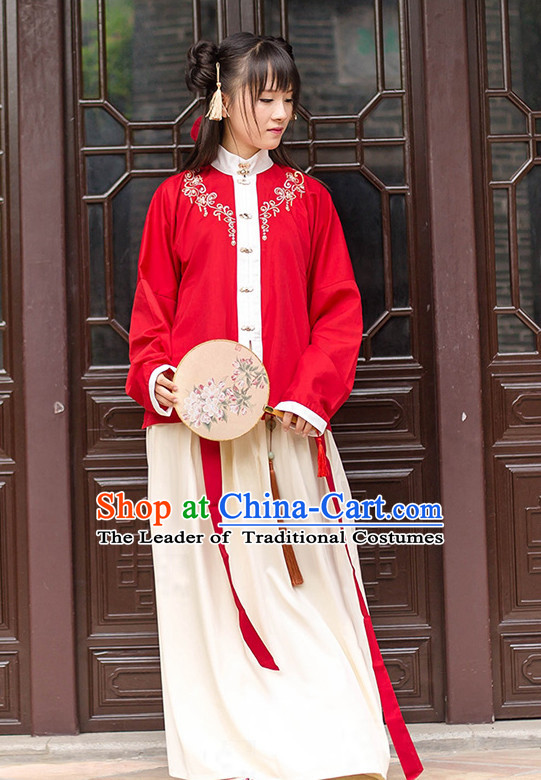 Chinese Ming Dynasty Princess Dress Clothing and Hair Jewelry Complete Set for Women and Girls
