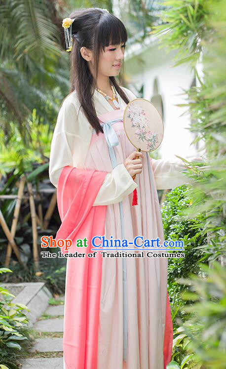 Chinese Tang Dynasty Princess Dress Clothing and Hair Jewelry Complete Set for Women and Girls