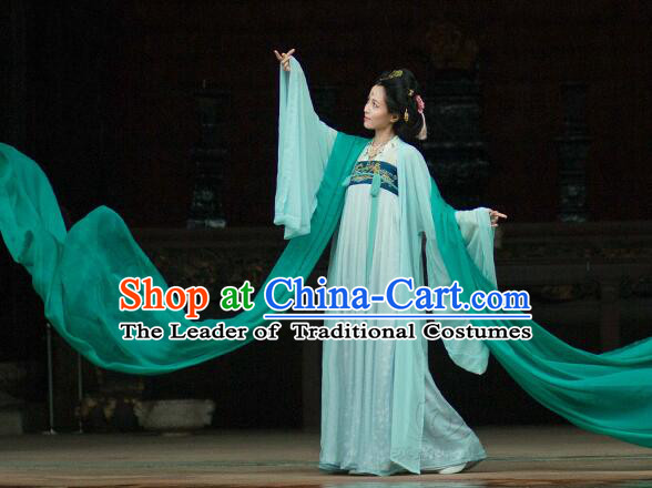 Chinese Tang Dynasty Princess Dress Clothing and Hair Jewelry Complete Set for Women and Girls