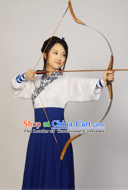 Chinese Han Dynasty Princess Dress Clothing and Hair Jewelry Complete Set for Women and Girls