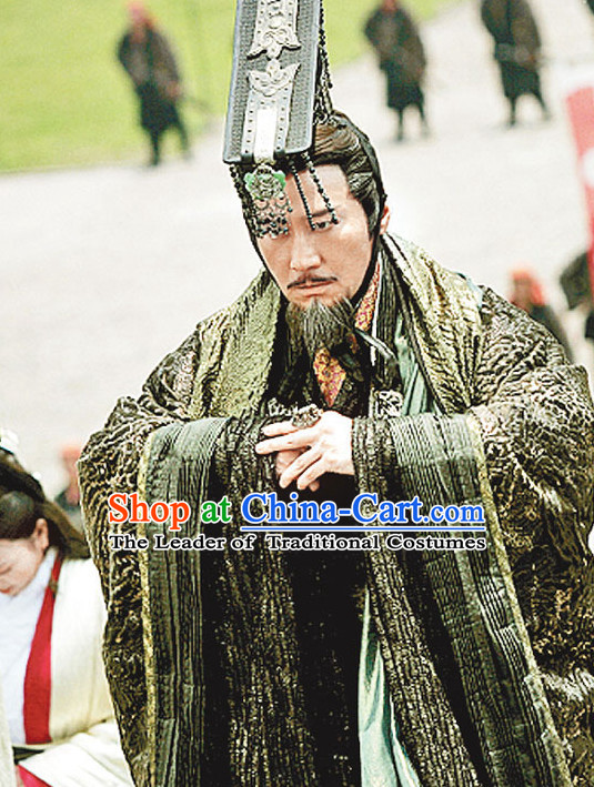 Ancient Chinese Han Dynasty Emperor Clothing and Crown Complete Set for Men