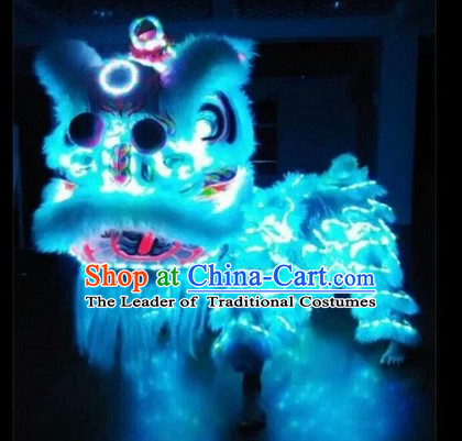 Blue Top Supreme LED Lights Lion Dance Costumes Complete Set