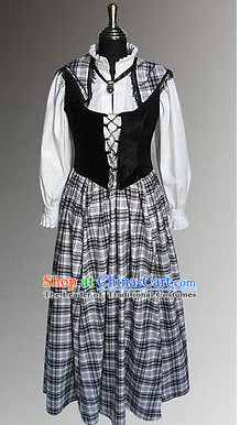 Traditional Medieval Costume Renaissance Costumes Historic Female Scottish Clothing Complete Set for Women