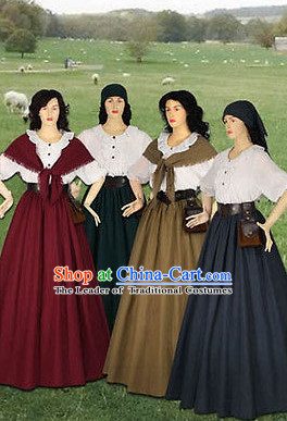 Traditional British National Costume Medieval Costume Renaissance Costumes Historic Dresses Complete Set for Women