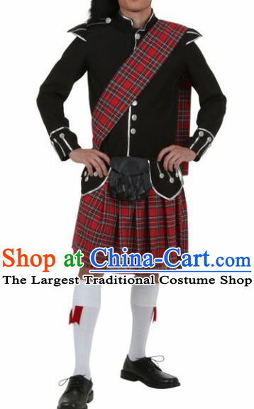 Traditional Scottish Skirt Dress British National Costumes Complete Set for Men