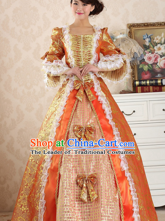 Traditional European English Royal Princess Female Clothing British National Costumes and Headwear Complete Set for Women and Girls