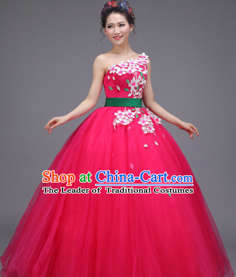 Chinese New Year Dancing Costume Stage Opening Dance Costume Parade Dancewear Evening Dress and Hair Accessories Complete Set